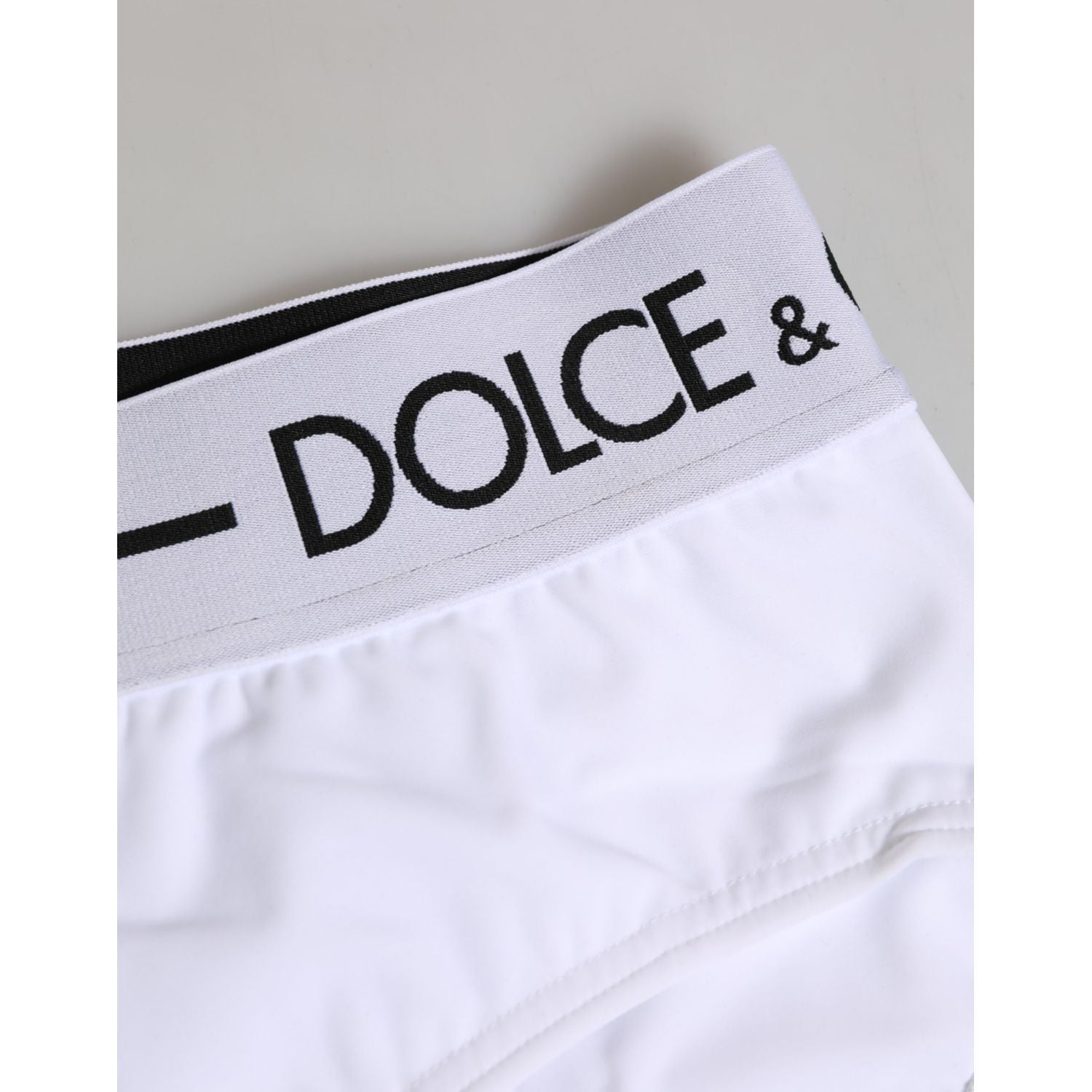 Dolce & Gabbana White Nylon Logo Waistband Shorts Underwear