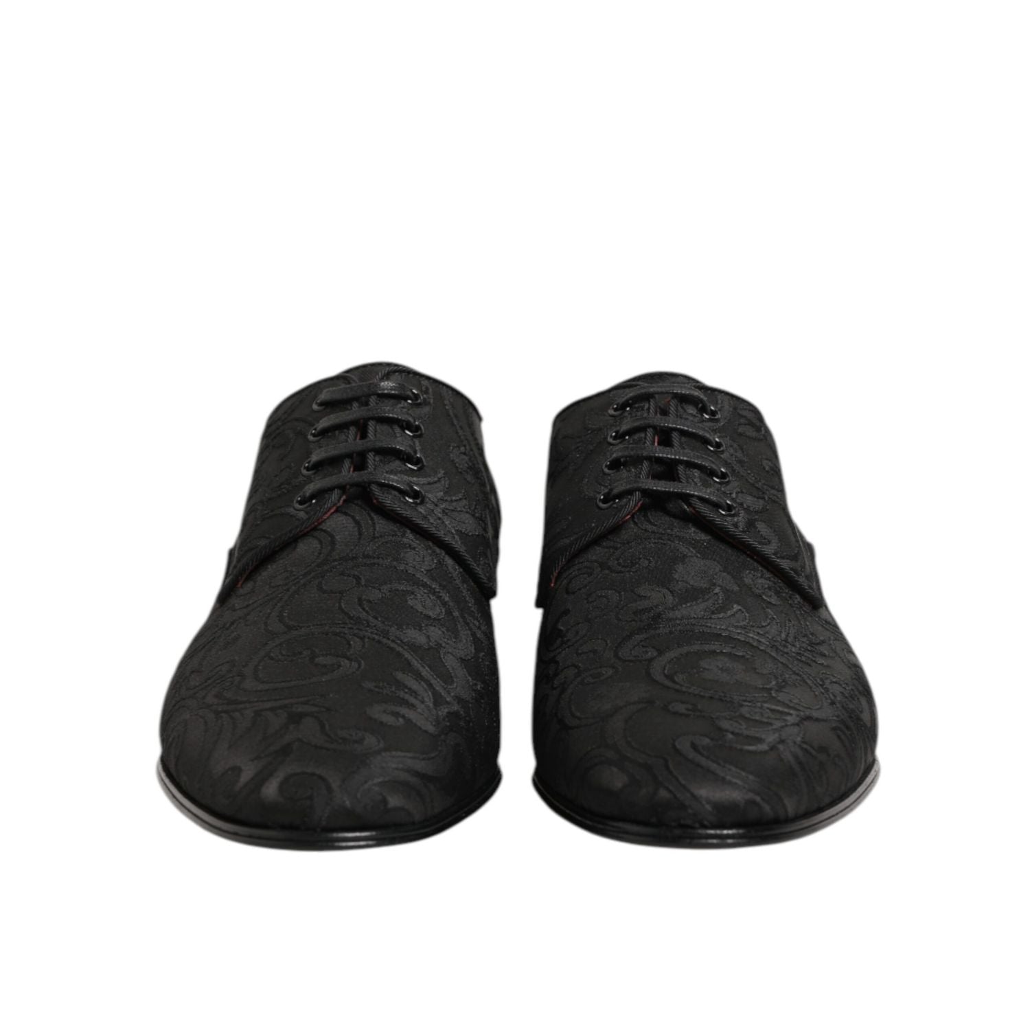 Dolce & Gabbana Black Brocade Lace Up Derby Men Dress Shoes