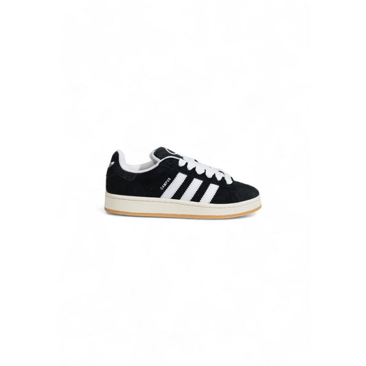 Adidas Black Suede Leather Sneaker featuring iconic three stripes and rubber sole for comfort and style.