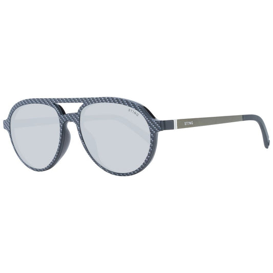 Sting Black Men Glasses Frame with black polarized lenses, full-rim aviator style, plastic material, size 54-16-140, 100% UVA & UVB protection.