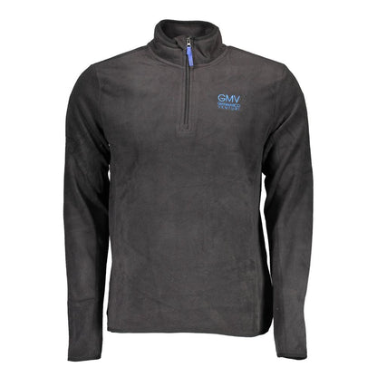 Gianmarco Venturi Black Polyester Sweatshirt with long sleeves, half zip, and logo embroidery.