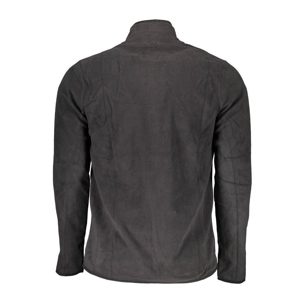 Gianmarco Venturi Black Polyester Sweatshirt, long sleeve, half zip, with embroidery and logo, rear view.