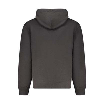Calvin Klein Black Cotton Men Sweater Hoodie rear view, showcasing sleek design and cozy fit with contemporary urban appeal.