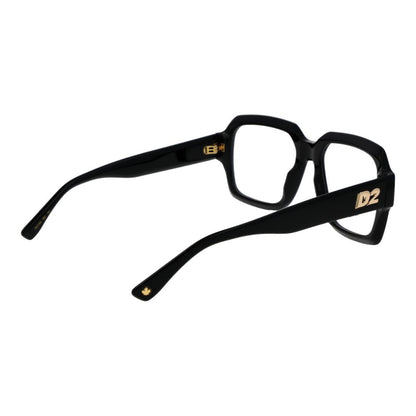 Dsquared² Black Acetate Glasses (Frames) with full-rim square style and demo lenses, featuring a sleek black acetate frame.