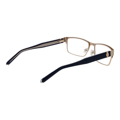 Guess Gold Metal Glasses (Frames) with full-rim rectangle design for men. Gold frame, demo lenses, spring hinge, size 58-17-145.