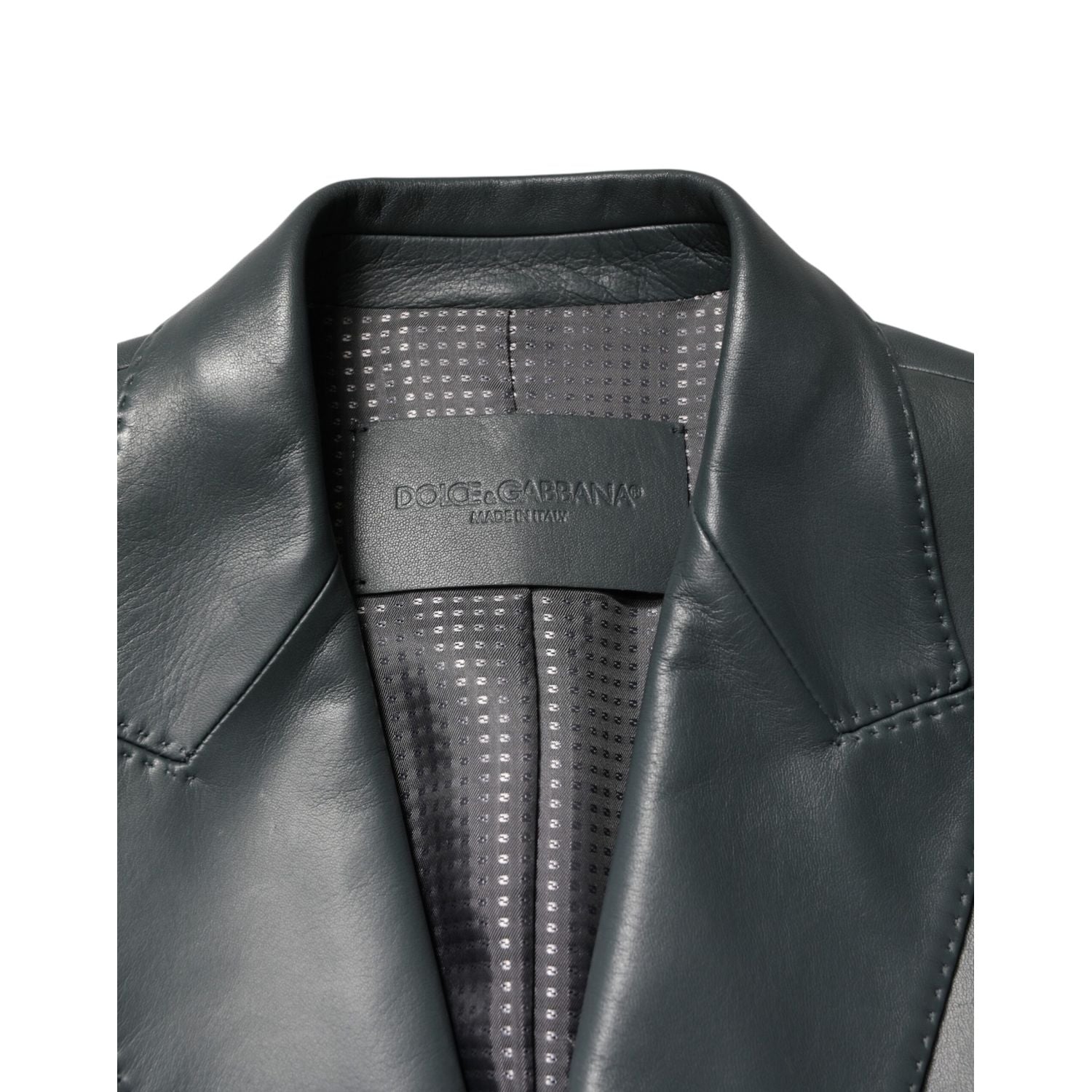 Dolce & Gabbana Black Leather Double Breasted 2Button Blazer