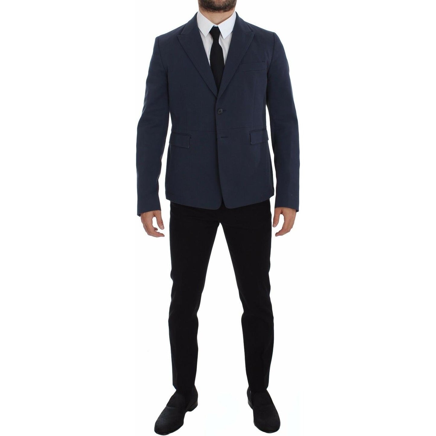 Dolce & Gabbana Blue Cotton Stretch Casual Blazer