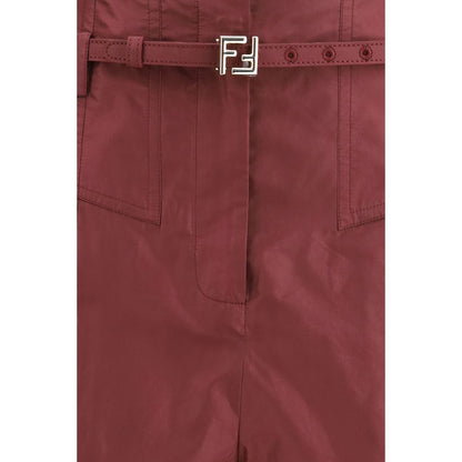 Fendi Bordeaux Silk Casual Pants