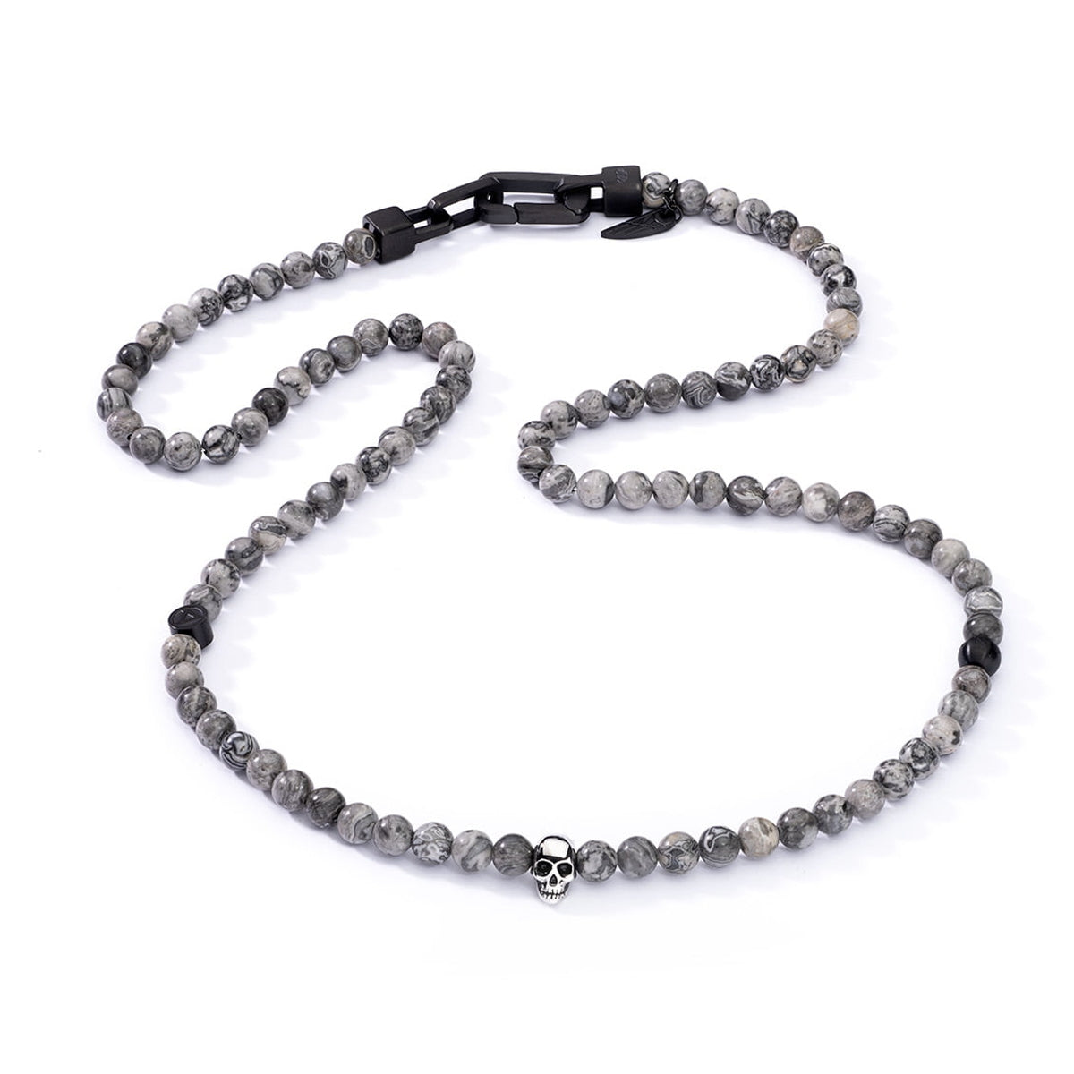 AN JEWELS JEWELRY Mod. AA.C255KGR featuring gray beaded necklace with skull design