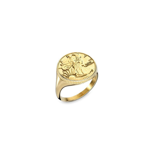 AN JEWELS JEWELRY Mod. AAC.R02Y-5 gold ring with engraved design, elegant and stylish accessory.