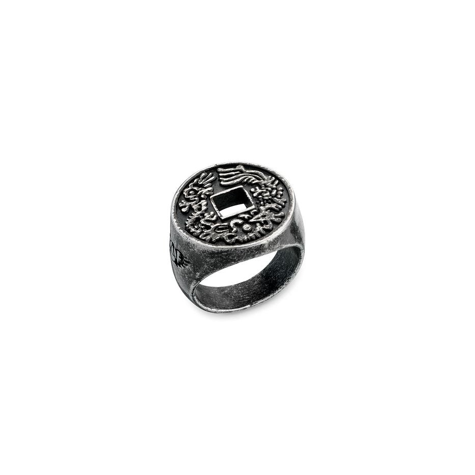 AN JEWELS JEWELRY Mod. AA.R03A-12, unique designed ring in black metal finish.