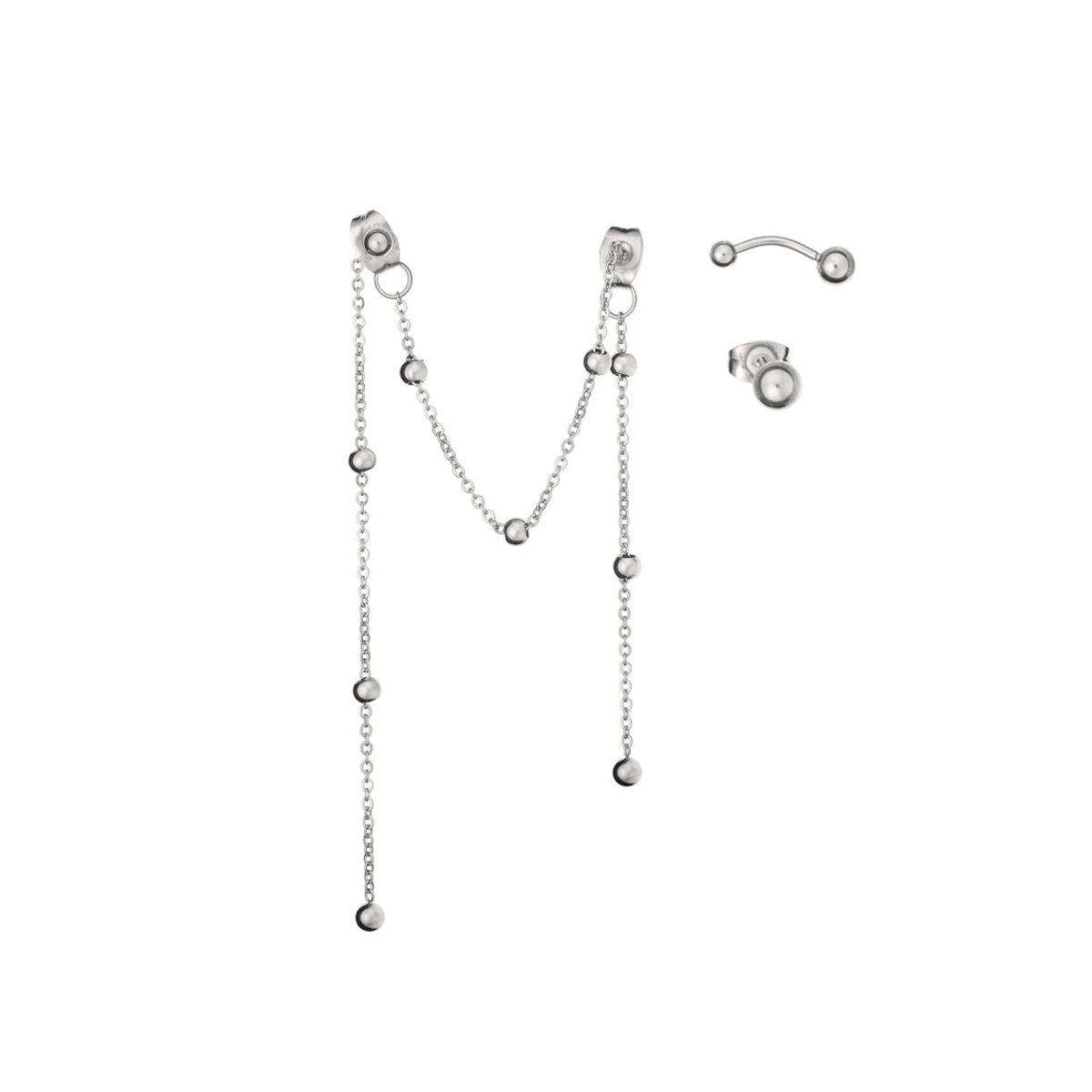 AN JEWELS JEWELRY Mod. AB.EP006 silver chain earring set with delicate designs and modern elegance.