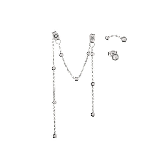 AN JEWELS JEWELRY Mod. AB.EP006 silver chain earring set with delicate designs and modern elegance.