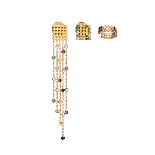 Elegant AN JEWELS JEWELRY Mod. AB.EP013 with intricate design and colorful gemstones on gold setting.