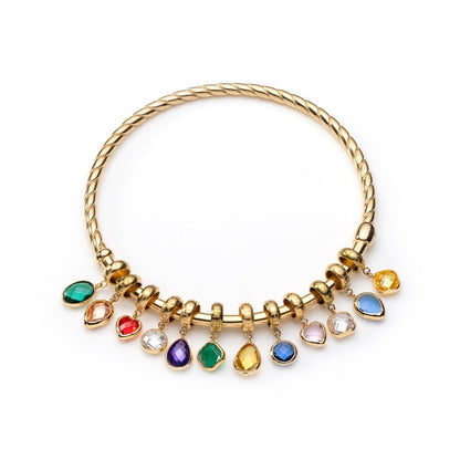 Elegant gold bracelet with colorful gemstone charms by AN JEWELS JEWELRY Mod. AL.B2WI23SMC