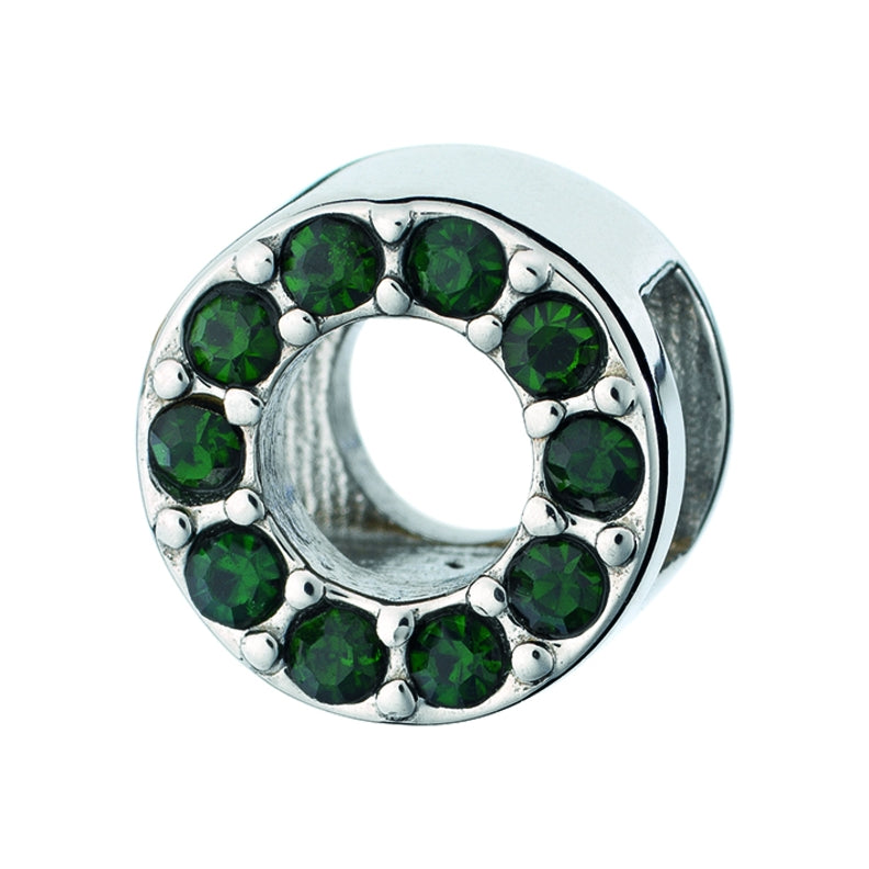 AN JEWELS JEWELRY Mod. AL.DLI01GE green gemstone studded round charm