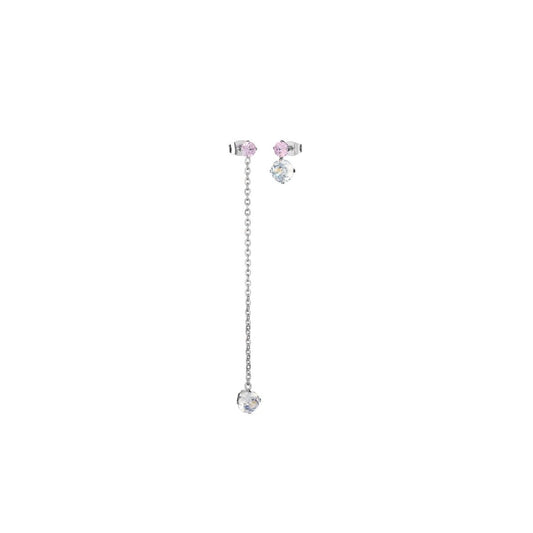 AN JEWELS JEWELRY Mod. AL.ELFY01 elegant earrings with pink and clear gemstones and silver chain design