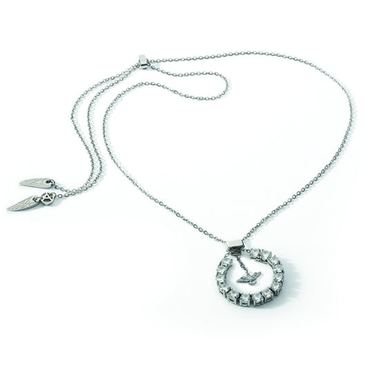 AN JEWELS JEWELRY Mod. AL.NLOY1SC silver necklace with circular pendant and decorative charms.