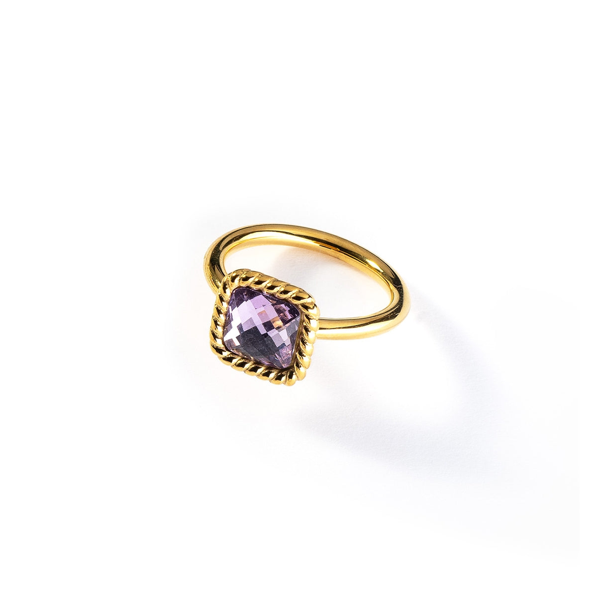 Gold ring with purple gemstone, AN JEWELS JEWELRY Mod. AL.RMW07GVI-6, elegant design, perfect for special occasions.