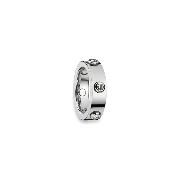 "AN JEWELS JEWELRY Mod. AL.RWH01SC-8 silver ring with crystal accents displayed on a white background"