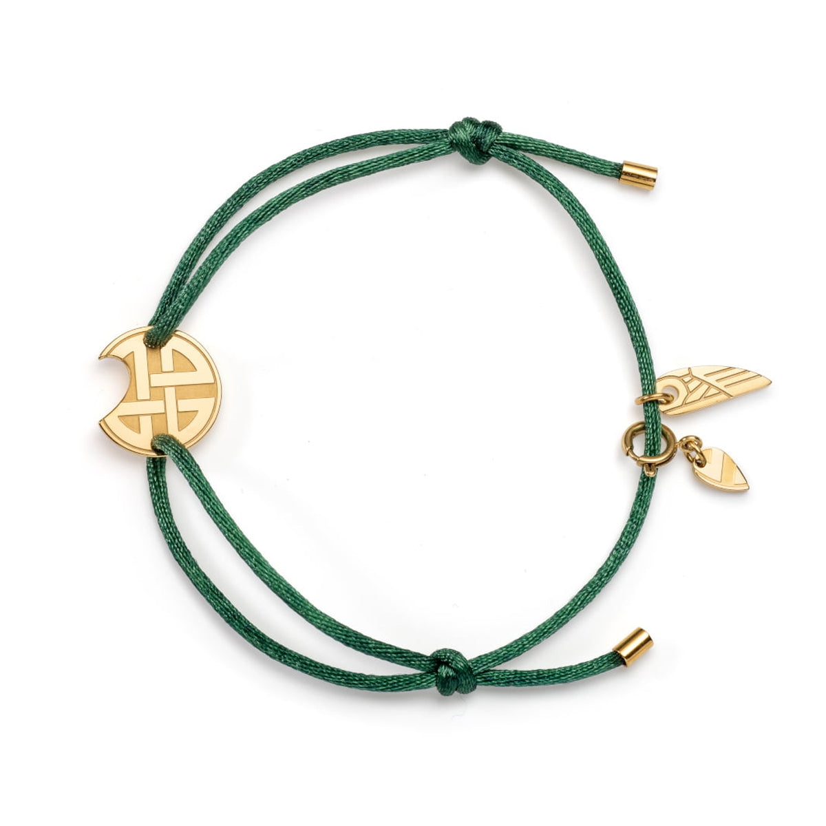 AN JEWELS JEWELRY Mod. AV.BGLBGGGR green cord bracelet with gold charm