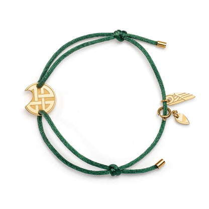 AN JEWELS JEWELRY Mod. AV.BGLBGGGR green cord bracelet with gold charm