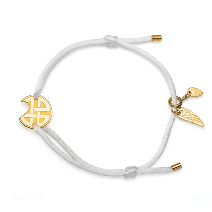 AN JEWELS JEWELRY Mod. AV.BGLBGGWH white cord bracelet with gold accents.
