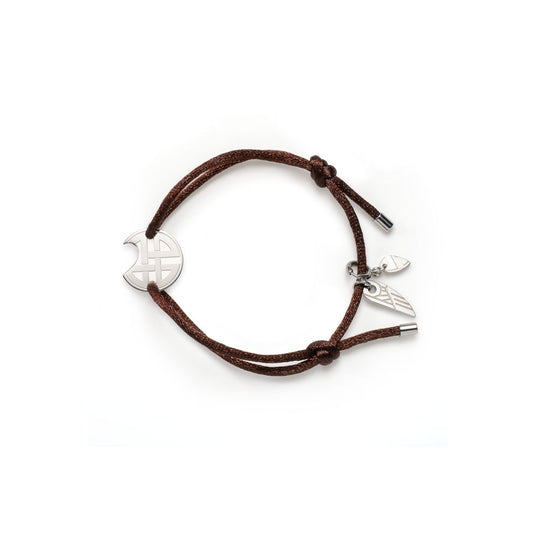 AN JEWELS JEWELRY Mod. AV.BGLBSSBR with brown adjustable cord and silver charms, elegant bracelet design.