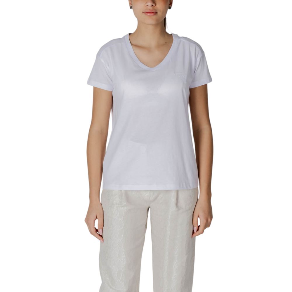 Armani Exchange White Cotton T-Shirt for women, short sleeved, 100% cotton, casual wear