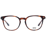 BMW Brown Men Glasses Frame, brown full-rim round style plastic eyewear for men, includes branded case, size 52-19-145 mm, non-prescription lenses
