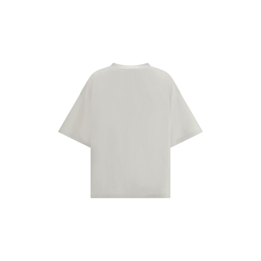 Back view of Balenciaga Gray Cotton T-Shirt with oversized fit and dropped shoulders, featuring a minimalistic urban design for casual wear.