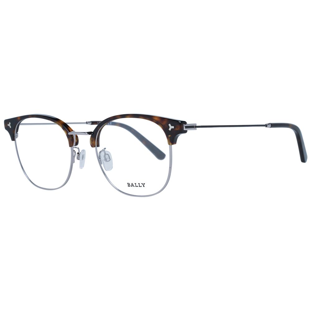 Bally Brown Men Glasses Frame, metal round full-rim, brown color, size 54-20-145 with demo lenses. Includes branded case.