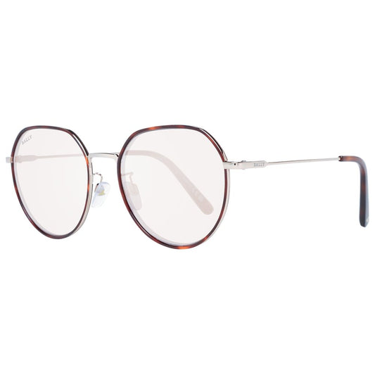 "Bally Brown Women Sunglass with brown mirrored lenses, metal frame, and full-rim style, offering 100% UVA & UVB protection."