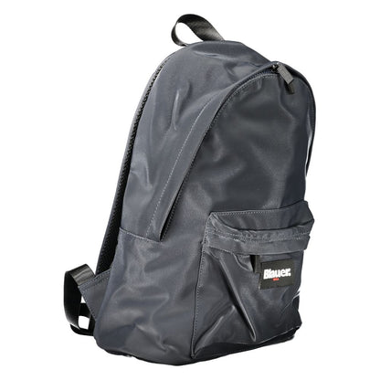 Blauer Blue Polyester Backpack with adjustable straps, logo, external pocket, and internal laptop compartment.