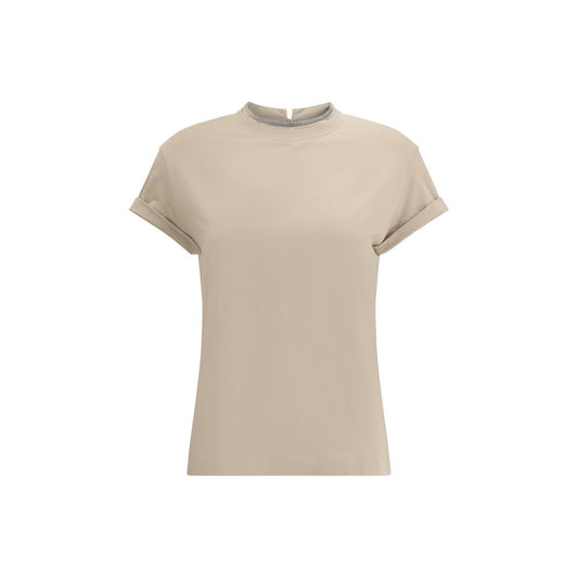 Brunello Cucinelli Beige Elastane T-Shirt Brunello Cucinelli
