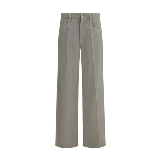 Brunello Cucinelli Bicolor Cotton Relaxed Fit Jeans featuring wide-leg design and jewel belt loops for a stylish, modern look.