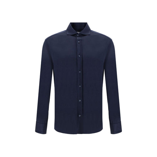 Brunello Cucinelli Blue Silk Shirt Brunello Cucinelli