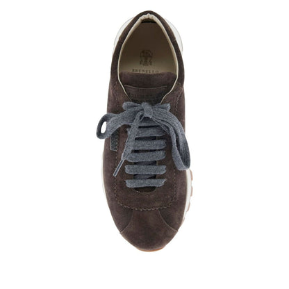 Brunello Cucinelli Suede runners with shiny tab