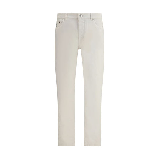 Brunello Cucinelli White Cotton Slim Fit Jeans Brunello Cucinelli