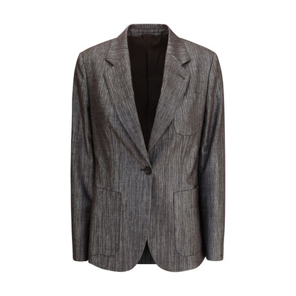 Brunello Cucinelli Yellow Polyester Blazer with classic lapels and button closure.