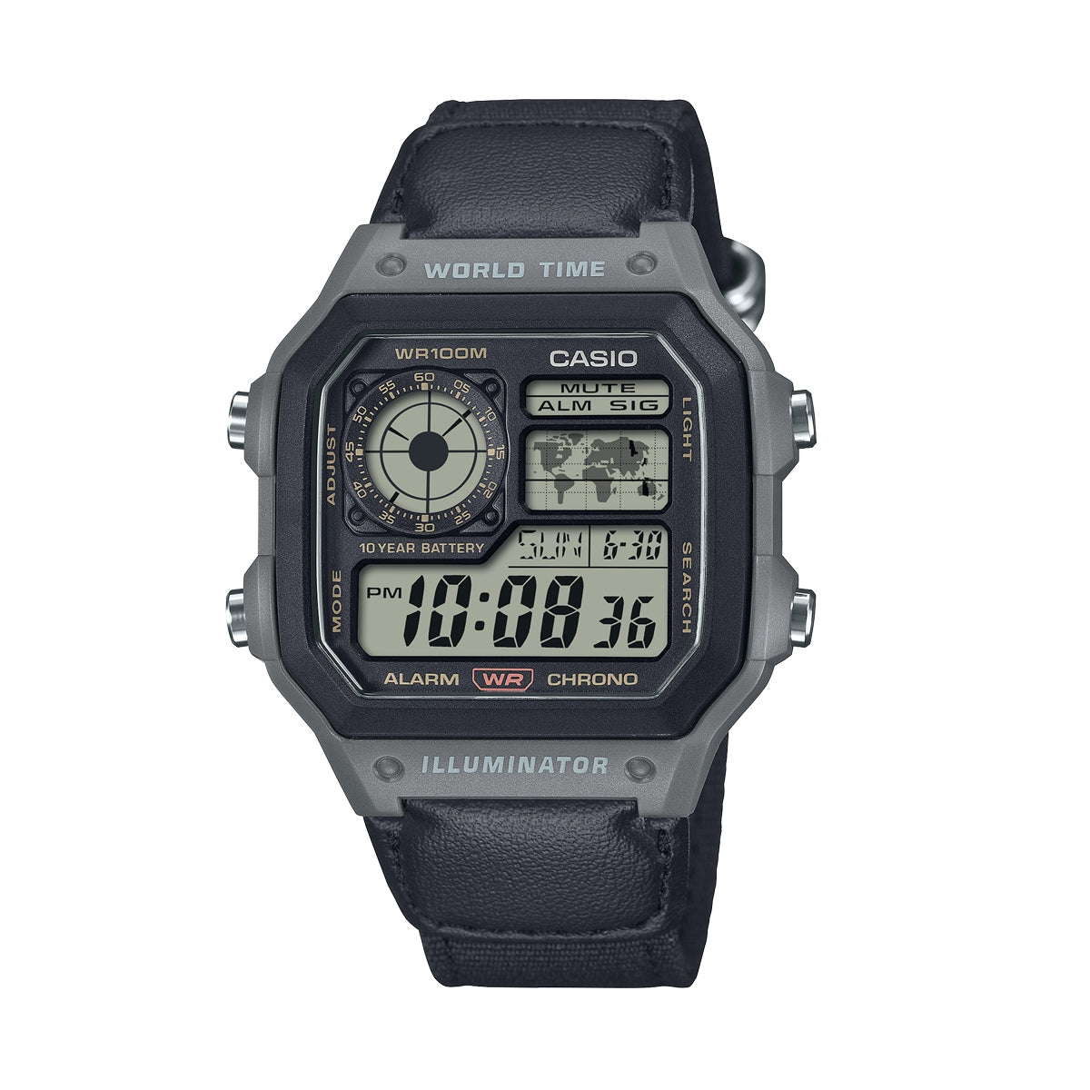 CASIO SPORT Mod. ILLUMINATOR - WORLD TIME ILLUMINATOR 5 ALARMS - FUTURE CLASSIC COLLECTION - BLACK