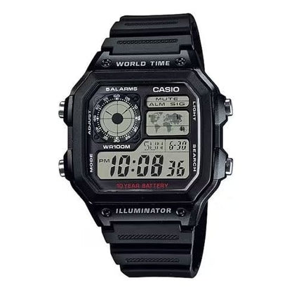 CASIO SPORT Mod. WORLD TIME ILLUMINATOR 5 ALARMS - FUTURE CLASSIC COLLECTION - BLACK WATCHES