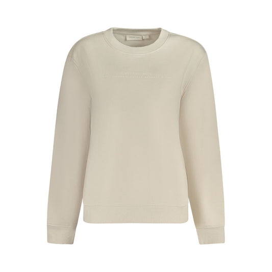 Calvin Klein Beige Cotton Women Sweater featuring iconic logo for cozy and stylish loungewear.