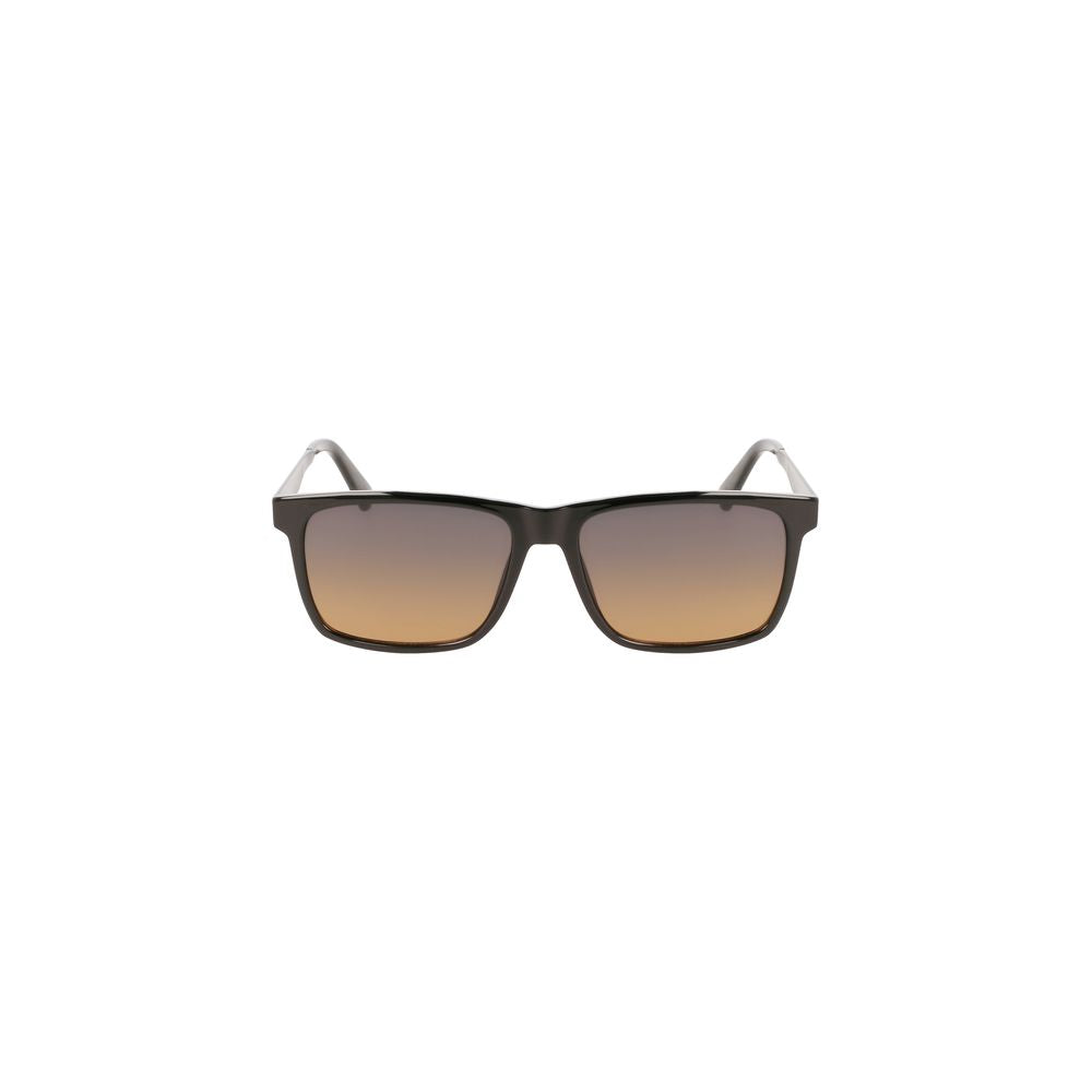 Calvin Klein Black Plastic Men Sunglass with square frame and brown lenses, perfect for a sleek and sophisticated look.