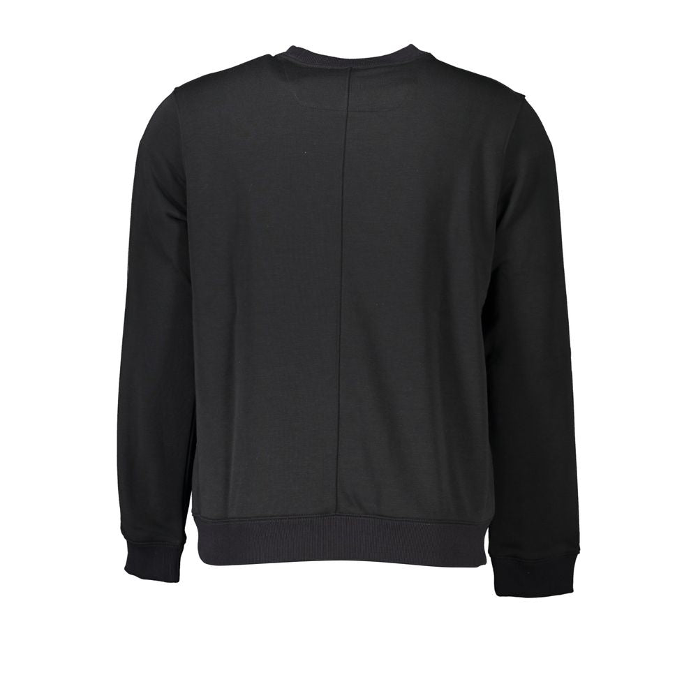 Back view of Calvin Klein Black Polyester Men Sweater showing sleek design and high-quality outfit perfect for casual wear.