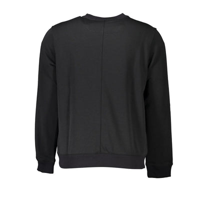 Back view of Calvin Klein Black Polyester Men Sweater showing sleek design and high-quality outfit perfect for casual wear.