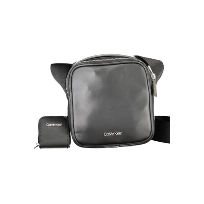 Calvin Klein Black Polyester Shoulder Bag with adjustable strap, internal pocket, and removable coin purse.