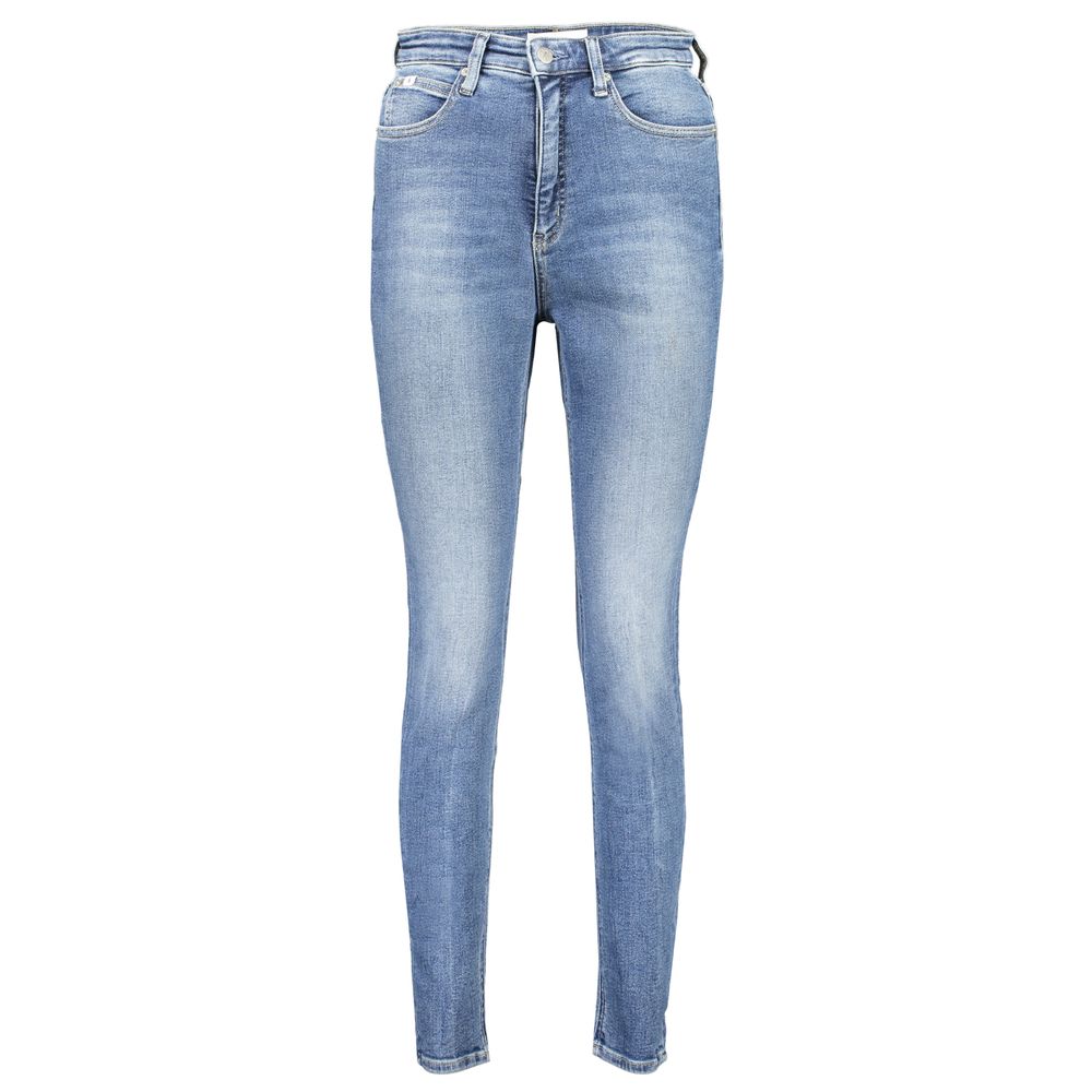 Calvin Klein Blue Cotton Women Jeans high-rise skinny style with washed effect and sustainable recycled cotton.