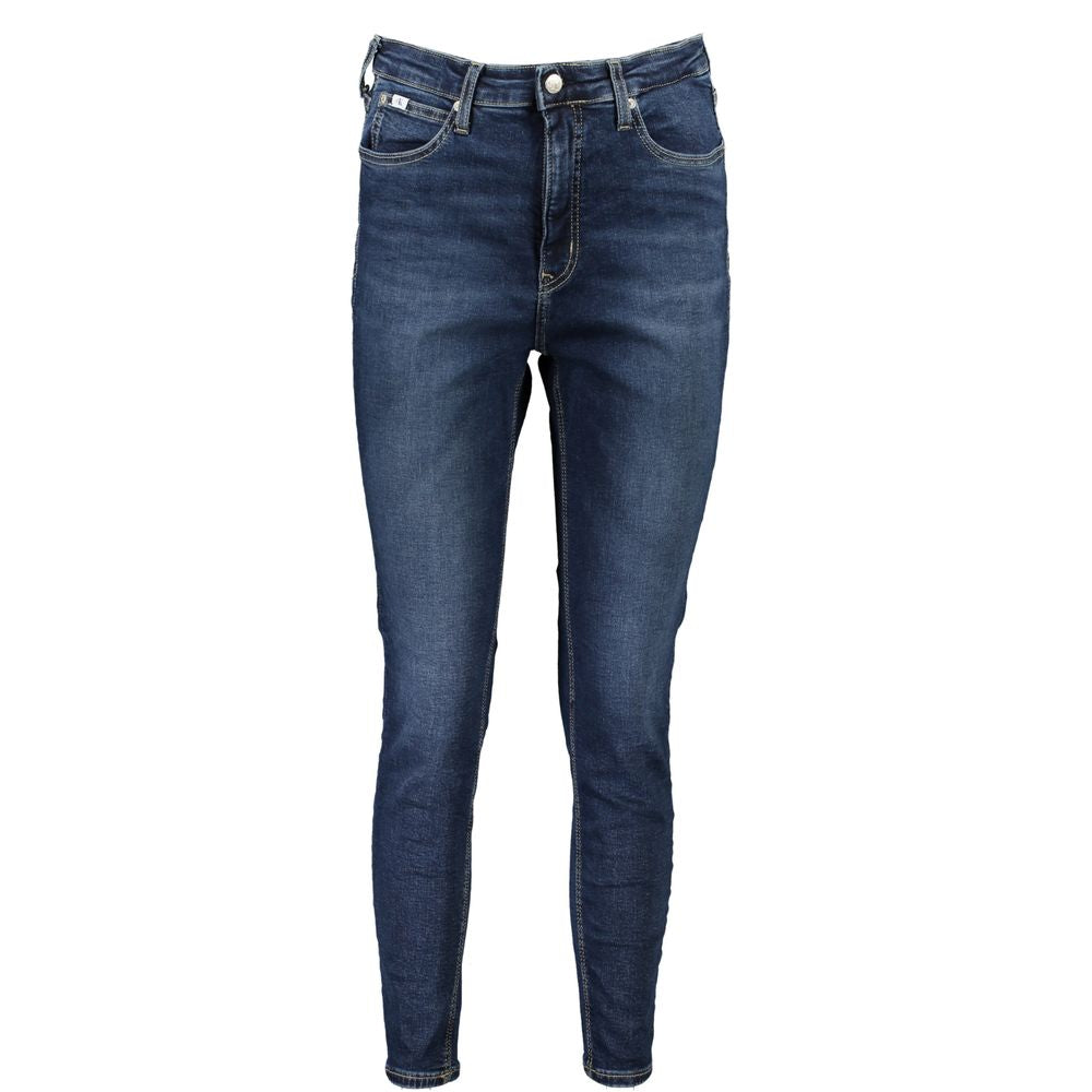 Calvin Klein Blue Cotton Women's Skinny Ankle Jean with high-rise fit and sustainable fabric for a stylish, eco-friendly wardrobe.