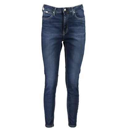 Calvin Klein Blue Cotton Women's Skinny Ankle Jean with high-rise fit and sustainable fabric for a stylish, eco-friendly wardrobe.